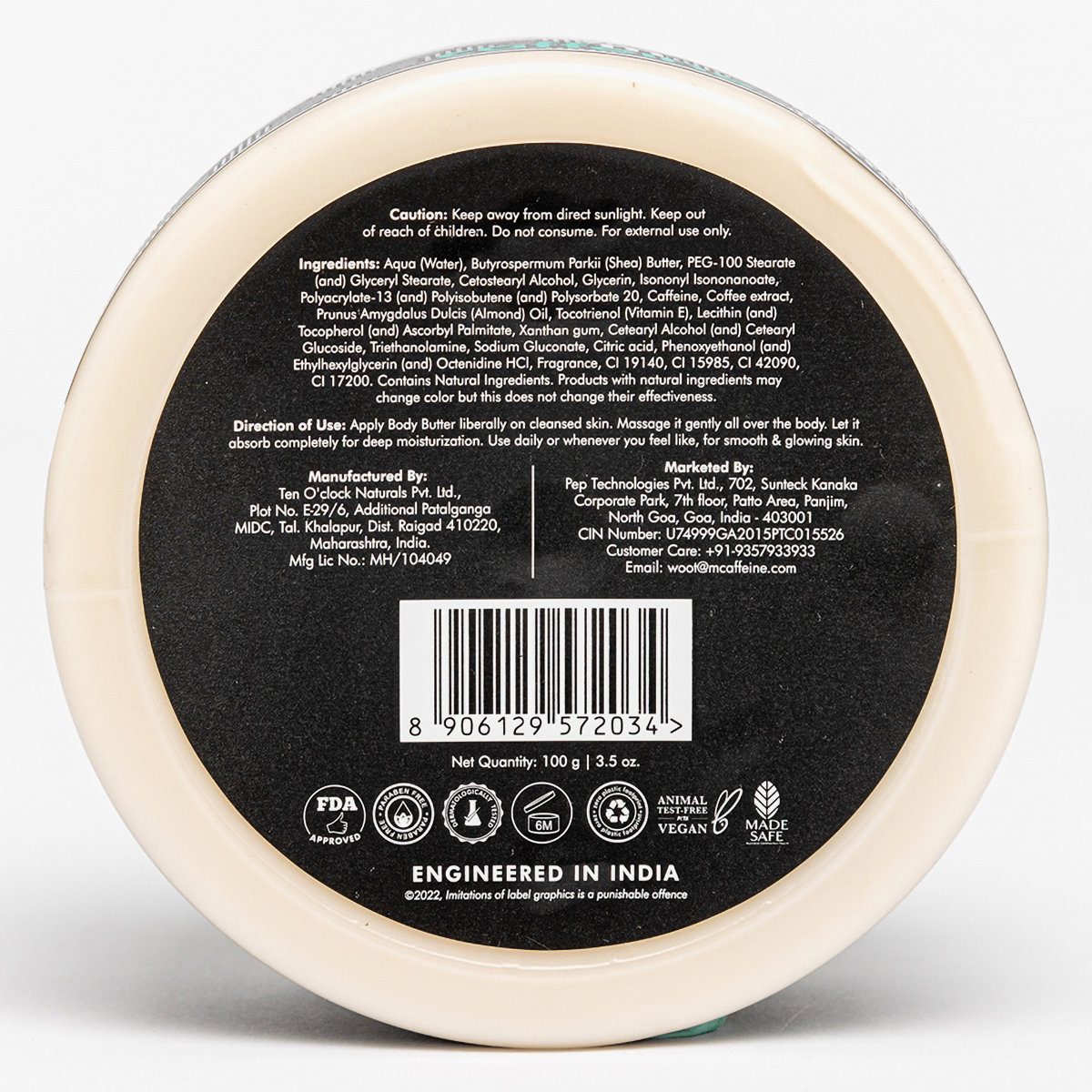 Mcaffeine Coffee Body Butter with Almonds 100 gm | Coffee & Almond | Deep Moisturization | Nourishes Dry Skin | For All Skin Type, Pack of 1 Mcaffeine Coffee Body Butter with Almonds 100 gm | Coffee & Almond | Deep Moisturization | Nourishes Dry Skin | For All Skin Type, Pack of 1