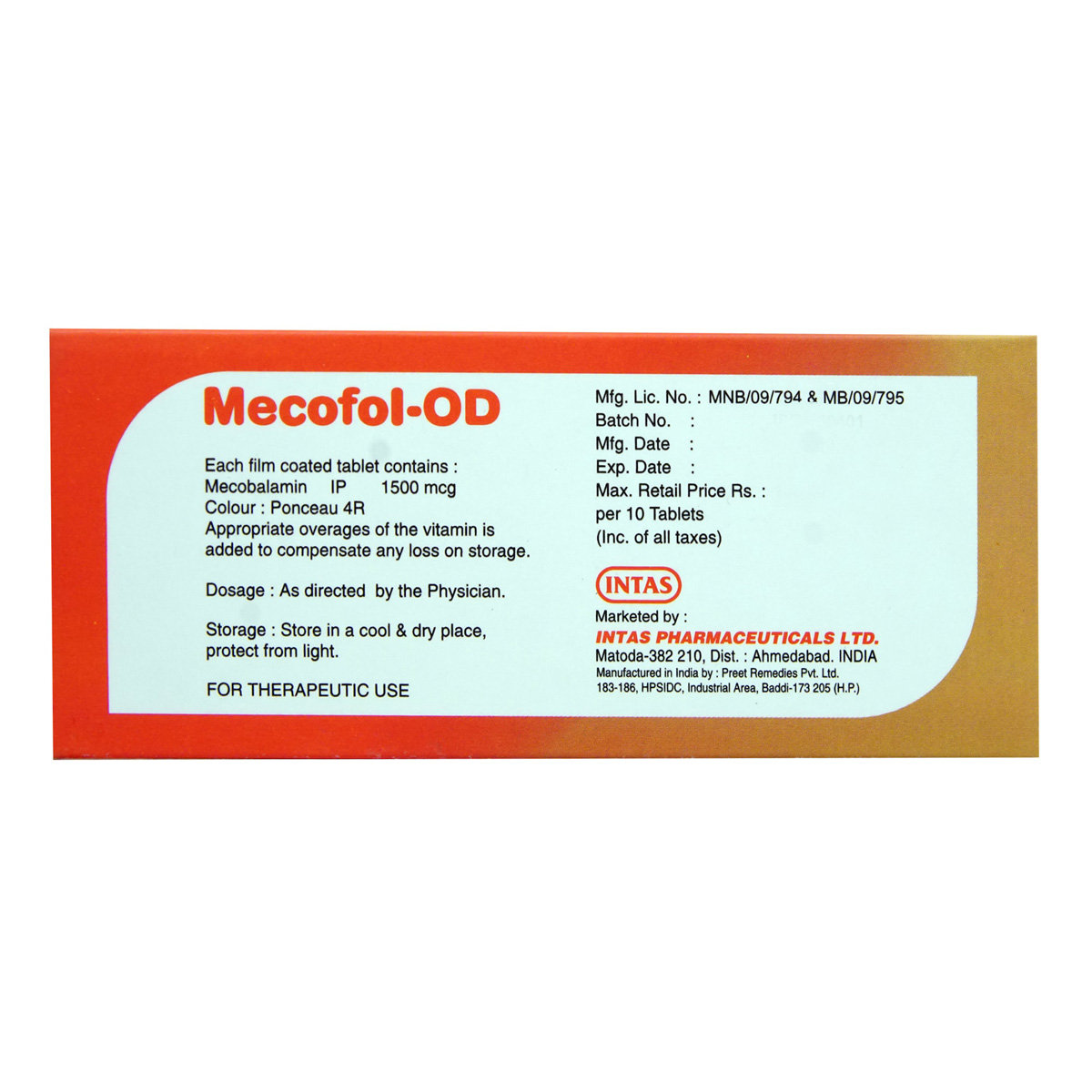 Mecofol-OD Tablet 10's, Pack of 10 TABLETS Mecofol-OD Tablet 10's, Pack of 10 TABLETS