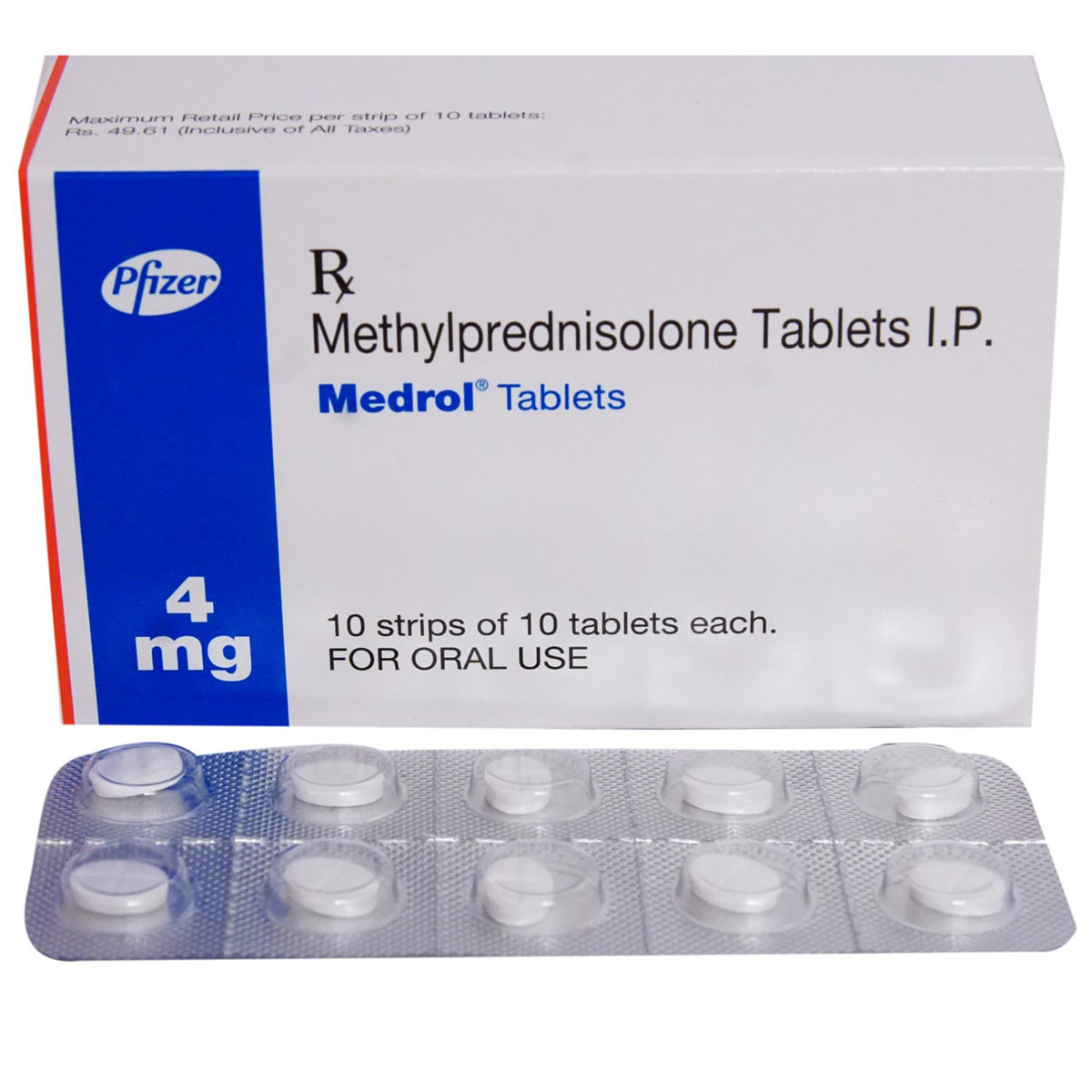 Medrol 4 mg Tablet 10's, Pack of 10 TABLETS Medrol 4 mg Tablet 10's, Pack of 10 TABLETS