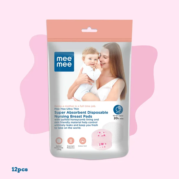 Mee Mee Ultra Thin Super Absorbent Disposable Maternity Nursing Breast Pads, 12 Count, Pack of 1