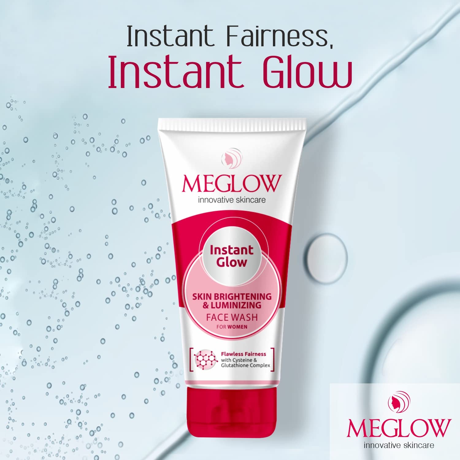 Meglow Instant Glow Skin Brightening & Luminizing Face Wash 70 gm | With Cysteine & Glutathione Complex | Gives Flawless Fairness | Removes Dirt, Pollutants & Tan | For Women | For All Skin Type, Pack of 1 Meglow Instant Glow Skin Brightening & Luminizing Face Wash 70 gm | With Cysteine & Glutathione Complex | Gives Flawless Fairness | Removes Dirt, Pollutants & Tan | For Women | For All Skin Type, Pack of 1