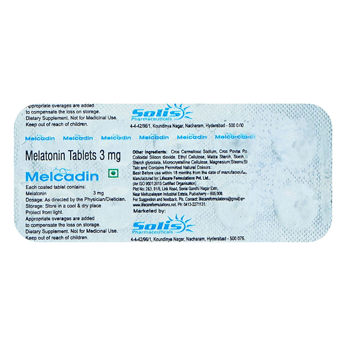Melcadin 3 mg Tablet 10's, Pack of 10 TabletS Melcadin 3 mg Tablet 10's, Pack of 10 TabletS