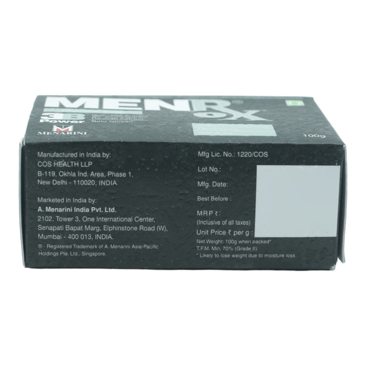 Menrox Charcoal Soap 100gm, Pack of 1 Menrox Charcoal Soap 100gm, Pack of 1