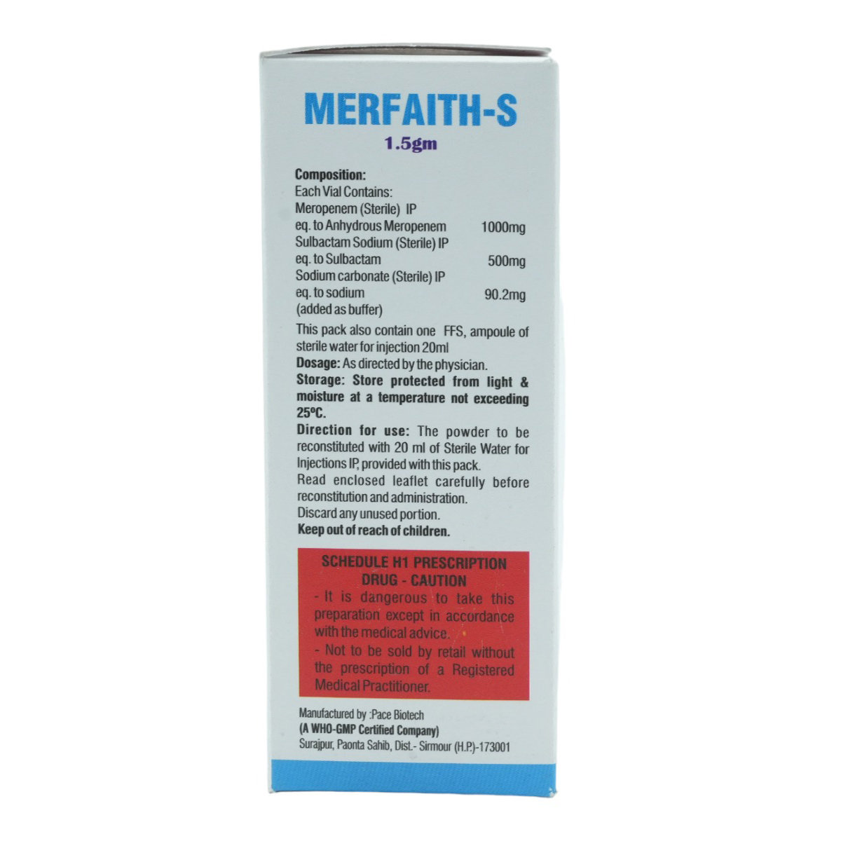 Merfaith-S 1.5 gm Injection 1's, Pack of 1 INJECTION Merfaith-S 1.5 gm Injection 1's, Pack of 1 INJECTION