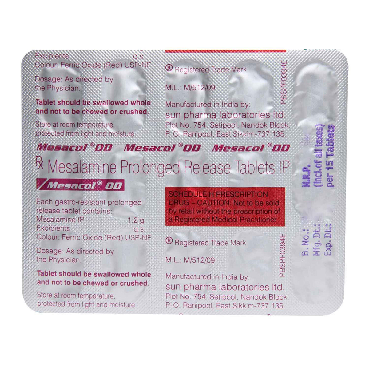Mesacol OD Tablet 15's, Pack of 15 TABLETS Mesacol OD Tablet 15's, Pack of 15 TABLETS