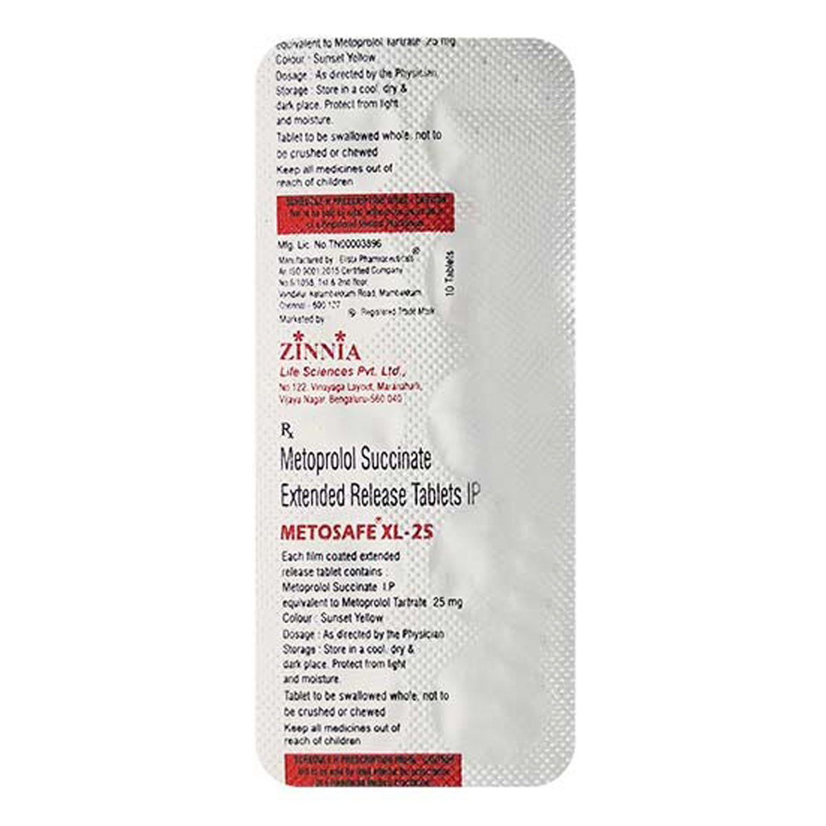 Metosafe XL-25 Tablet 10's, Pack of 10 TabletS Metosafe XL-25 Tablet 10's, Pack of 10 TabletS