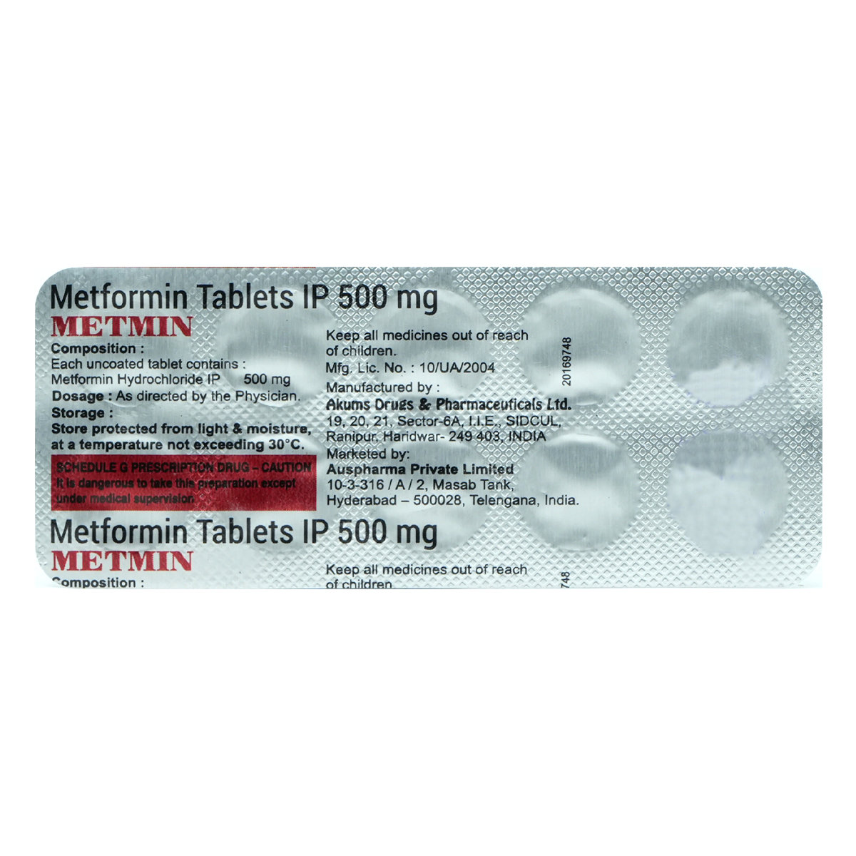 Metmin Tablet 10's, Pack of 10 TABLETS Metmin Tablet 10's, Pack of 10 TABLETS