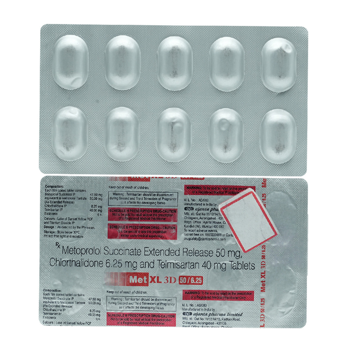 Met XL 3D 50/6.25 Tablet 10's, Pack of 10 TABLETS Met XL 3D 50/6.25 Tablet 10's, Pack of 10 TABLETS