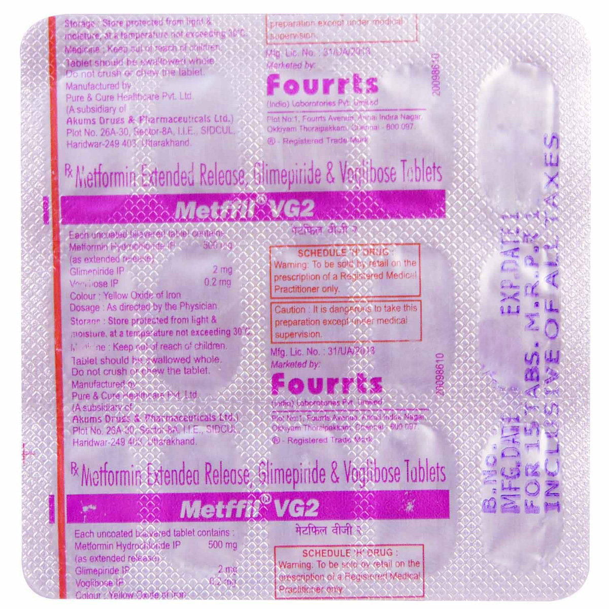 Metffil VG 2 Tablet 15's, Pack of 15 TABLETS Metffil VG 2 Tablet 15's, Pack of 15 TABLETS