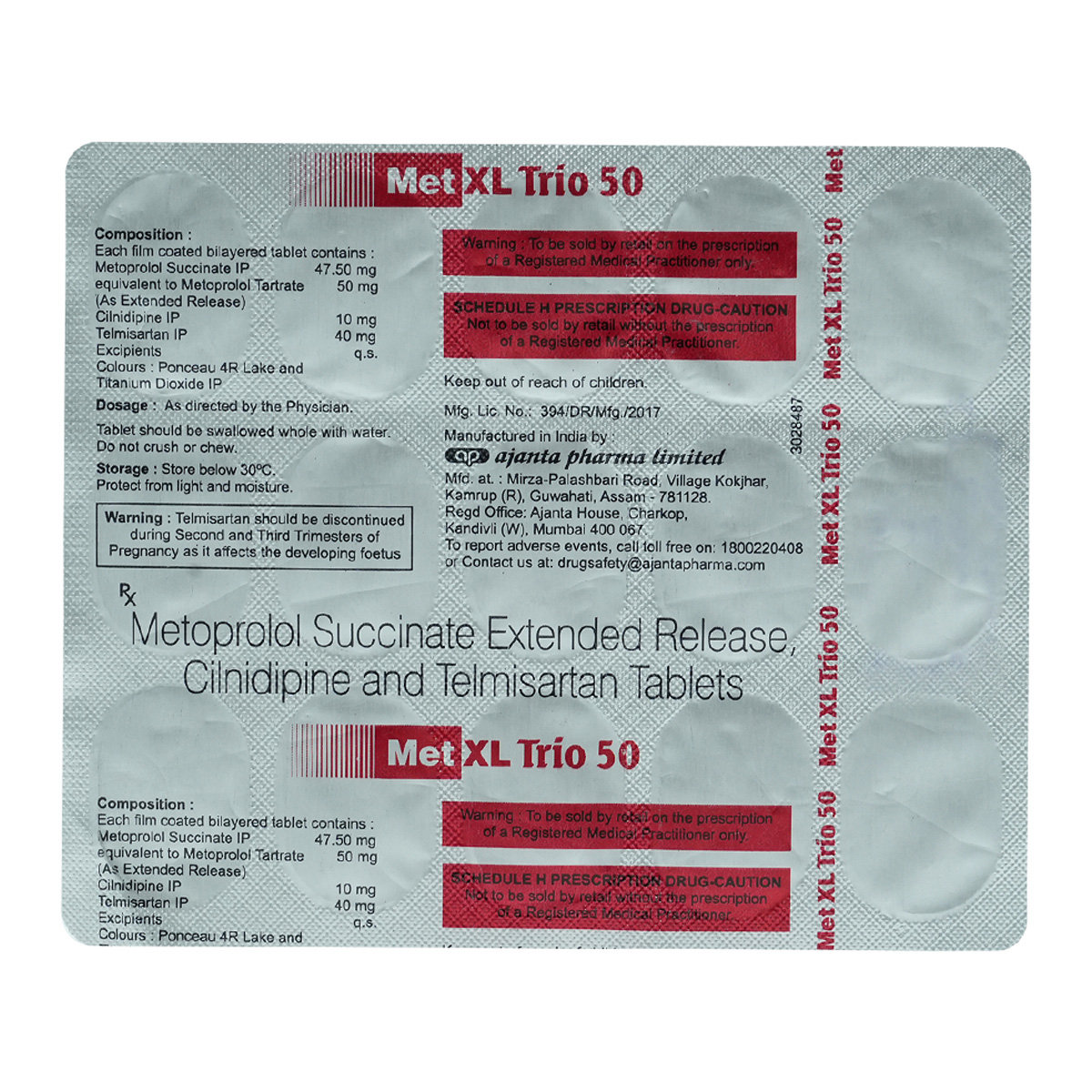 Met XL Trio 50 Tablet 15's, Pack of 15 TabletS Met XL Trio 50 Tablet 15's, Pack of 15 TabletS