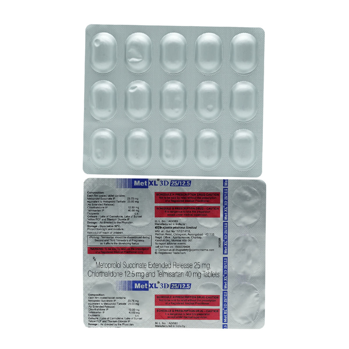 Buy Met XL 3D 25 mg/12.5 mg Tablet 15's Online