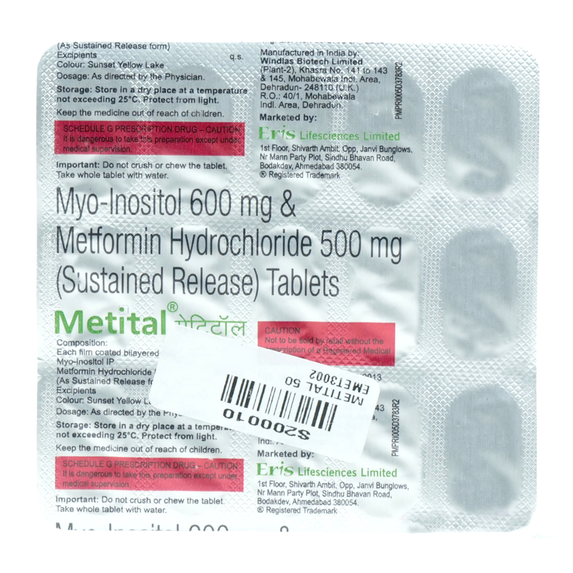 Buy Metital Tablet 15's Online