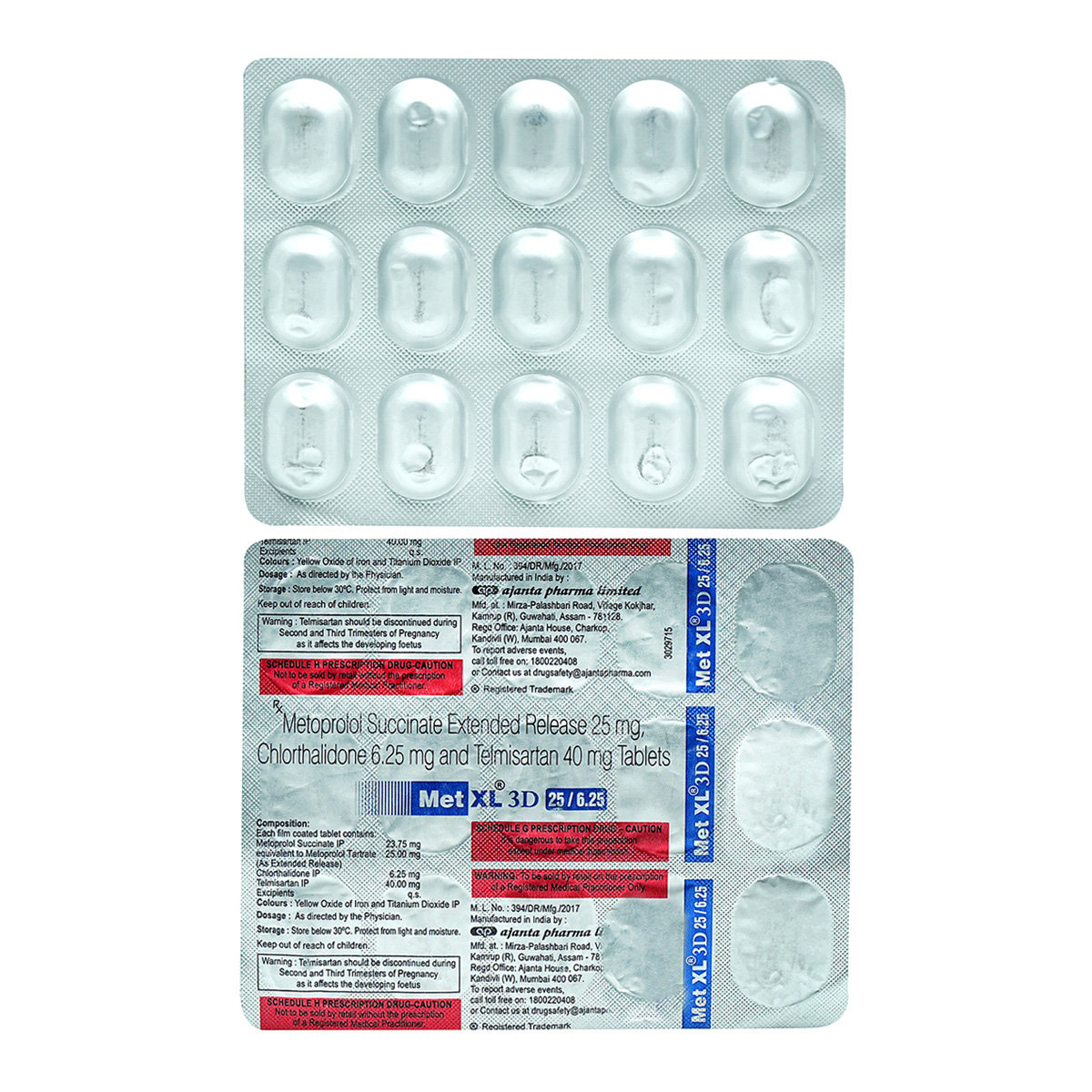 Met XL 3D 25 mg/6.25 mg Tablet 15's, Pack of 15 TABLETS Met XL 3D 25 mg/6.25 mg Tablet 15's, Pack of 15 TABLETS