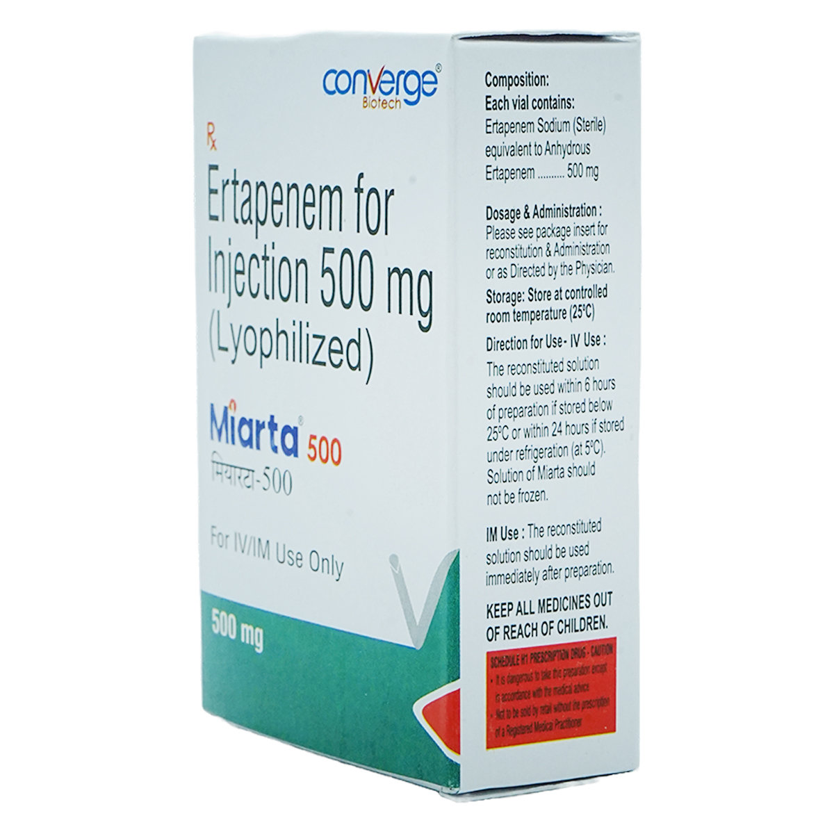 Miarta 500 mg Injection 1's, Pack of 1 Injection Miarta 500 mg Injection 1's, Pack of 1 Injection