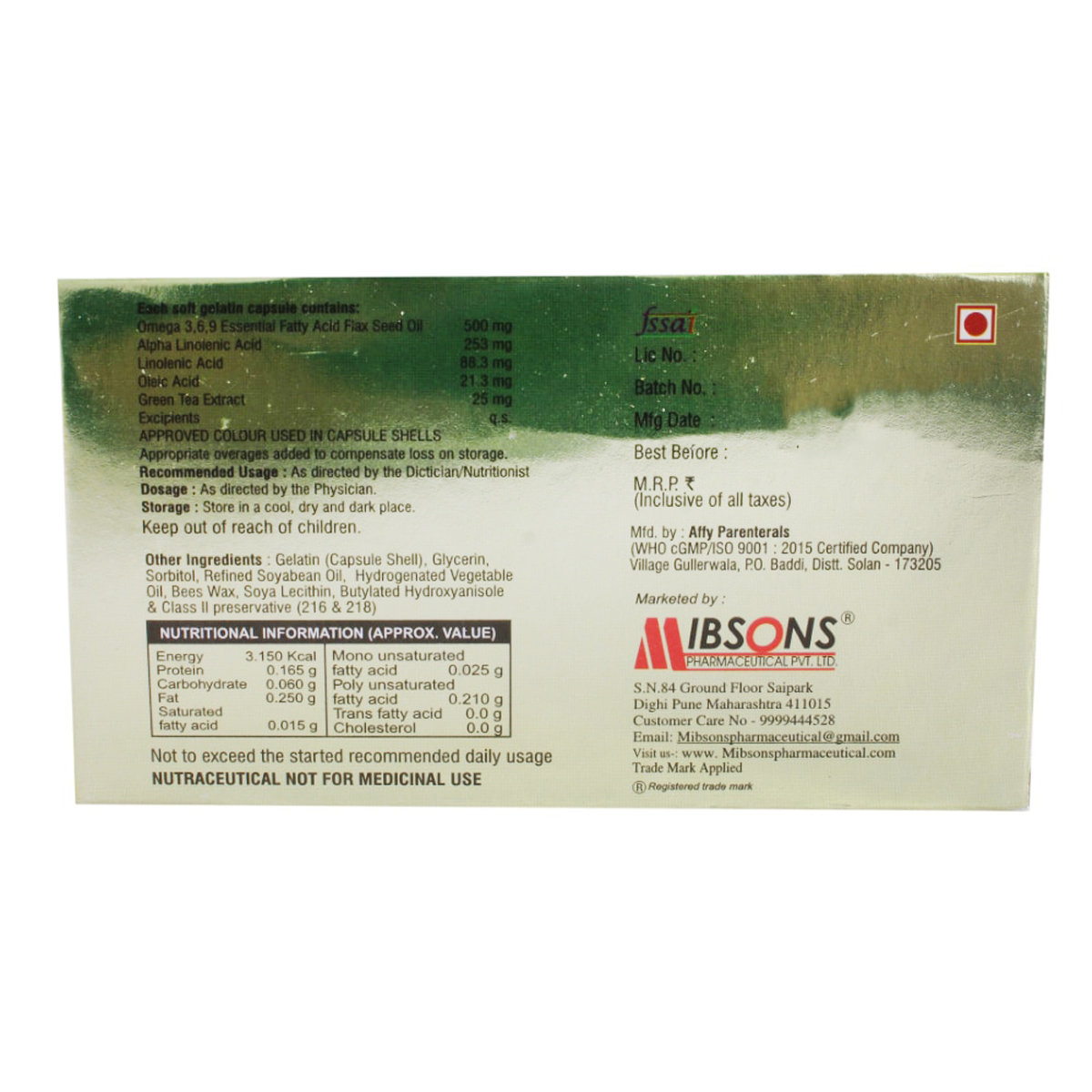 Mibomega Plus Capsule 10's, Pack of 10 Mibomega Plus Capsule 10's, Pack of 10