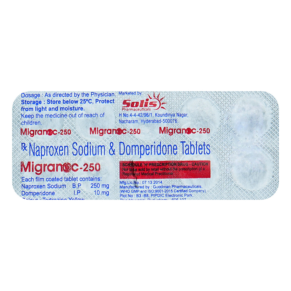 Migranoc-250 Tablet 10's, Pack of 10 TABLETS Migranoc-250 Tablet 10's, Pack of 10 TABLETS