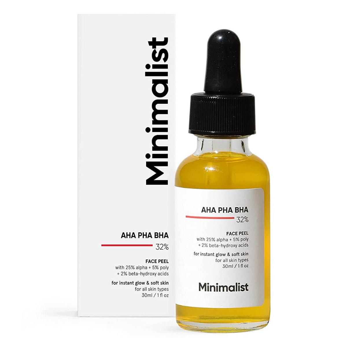 Minimalist 32% AHA PHA BHA Face Peel 30 ml| Smoothens Texture and Cleanses Pores, Pack of 1 Minimalist 32% AHA PHA BHA Face Peel 30 ml| Smoothens Texture and Cleanses Pores, Pack of 1