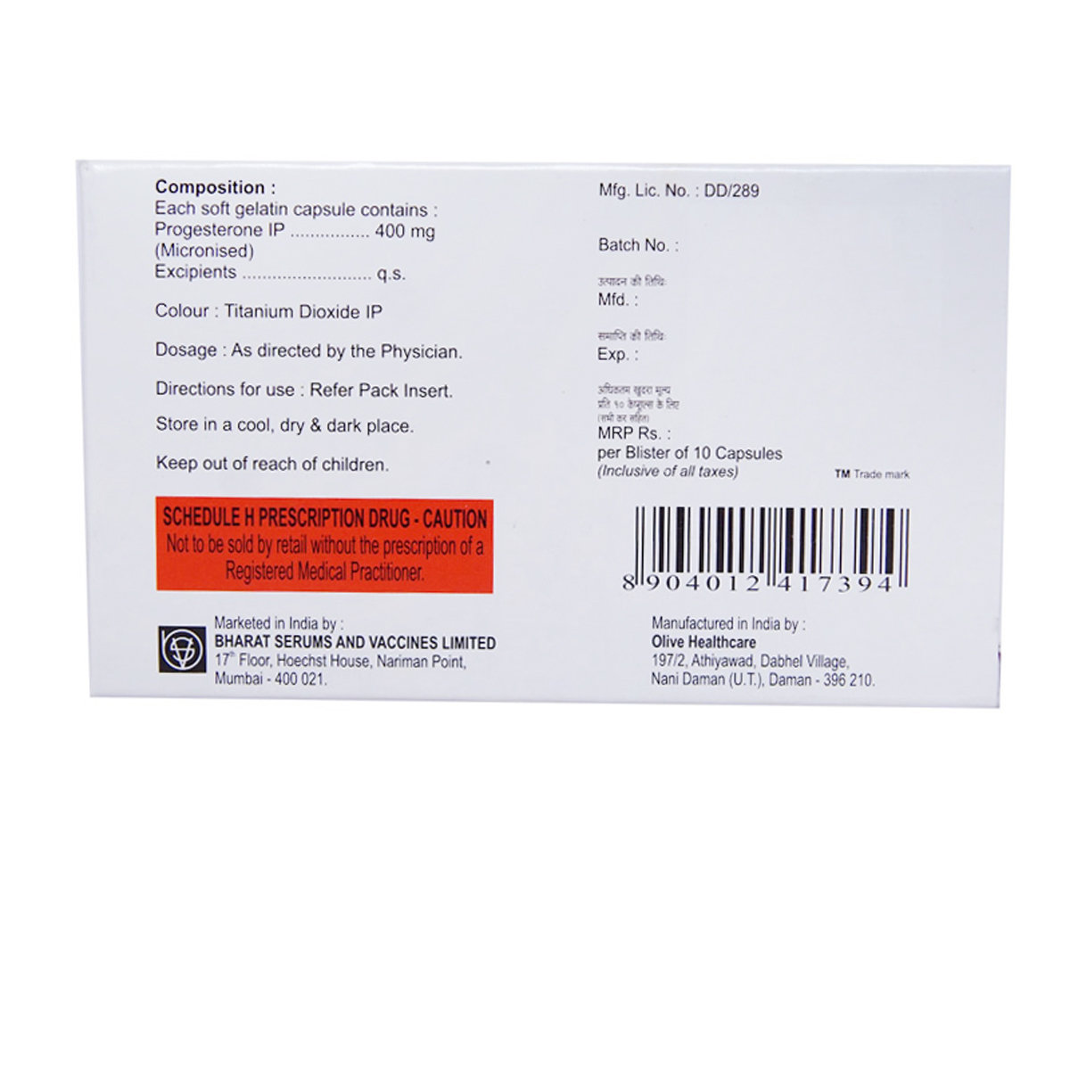 Miprogen 400 Capsule 10's, Pack of 10 CAPSULES Miprogen 400 Capsule 10's, Pack of 10 CAPSULES