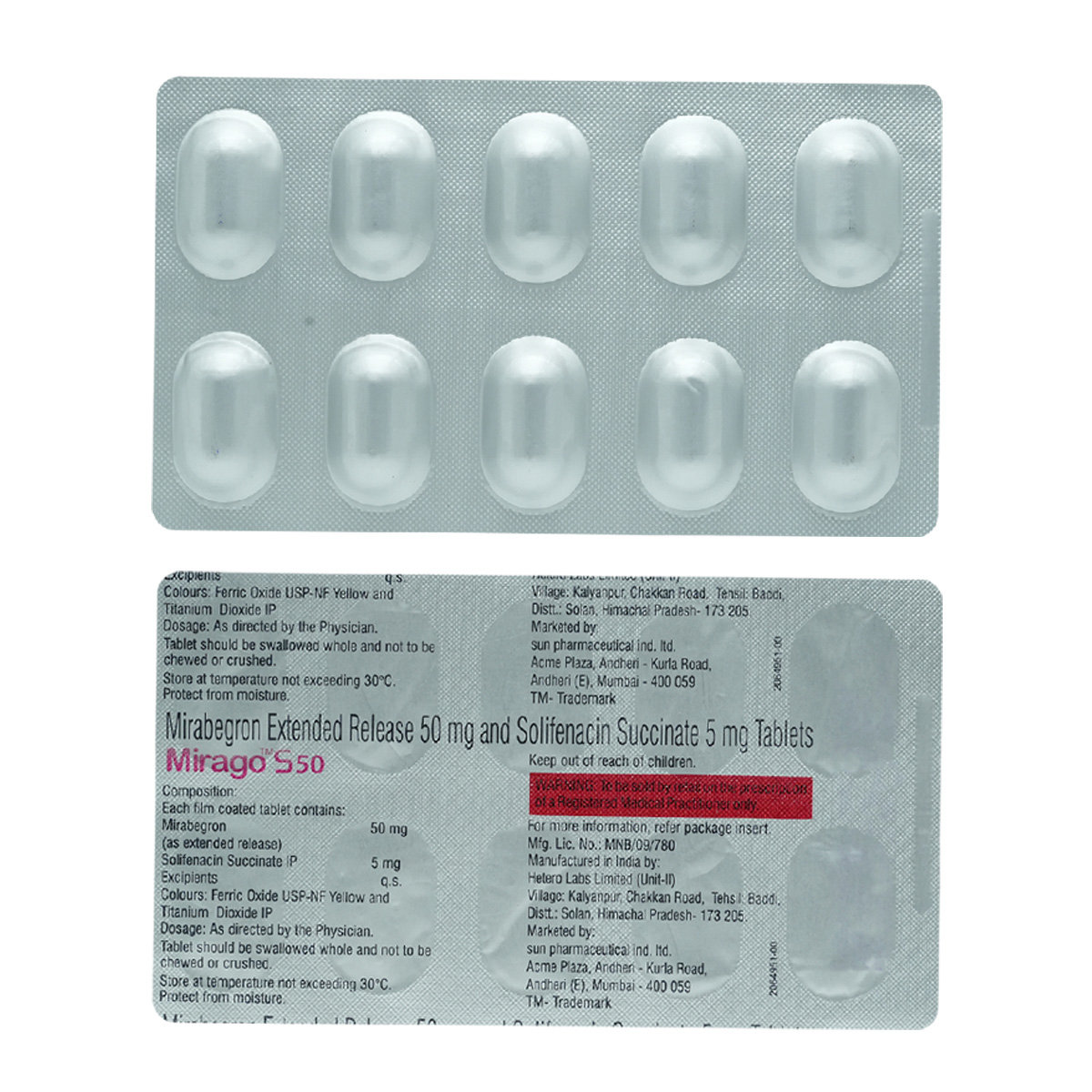 Mirago-S 50 Tablet 10's, Pack of 10 TABLETS Mirago-S 50 Tablet 10's, Pack of 10 TABLETS