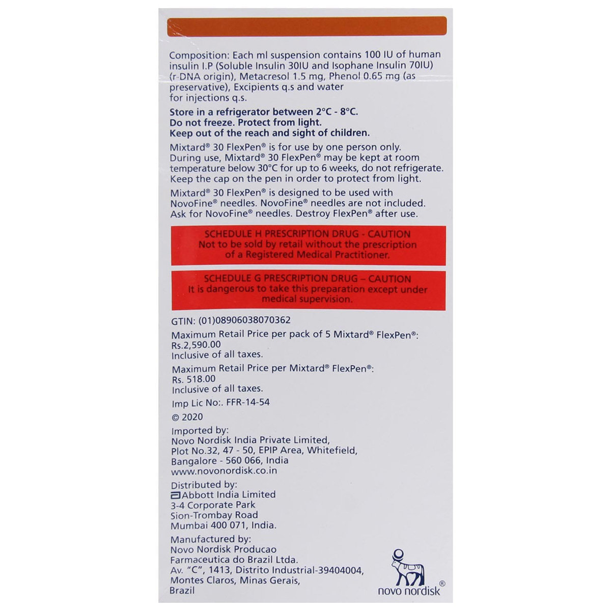 Mixtard 30 Flexpen 100/ml Injection 3 ml, Pack of 1 INJECTION Mixtard 30 Flexpen 100/ml Injection 3 ml, Pack of 1 INJECTION