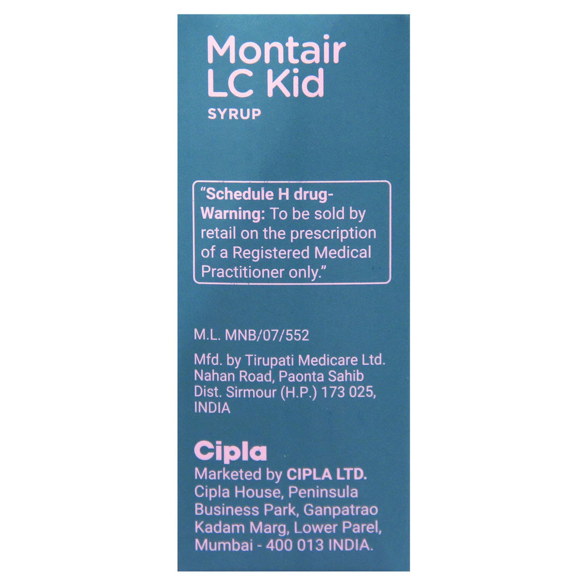 Montair LC Kid Syrup 60 ml, Pack of 1 SYRUP Montair LC Kid Syrup 60 ml, Pack of 1 SYRUP
