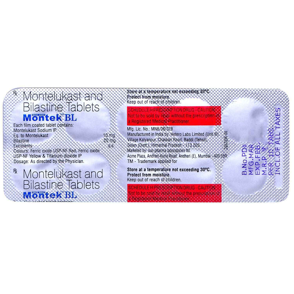 Montek BL Tablet 10's, Pack of 10 TABLETS Montek BL Tablet 10's, Pack of 10 TABLETS