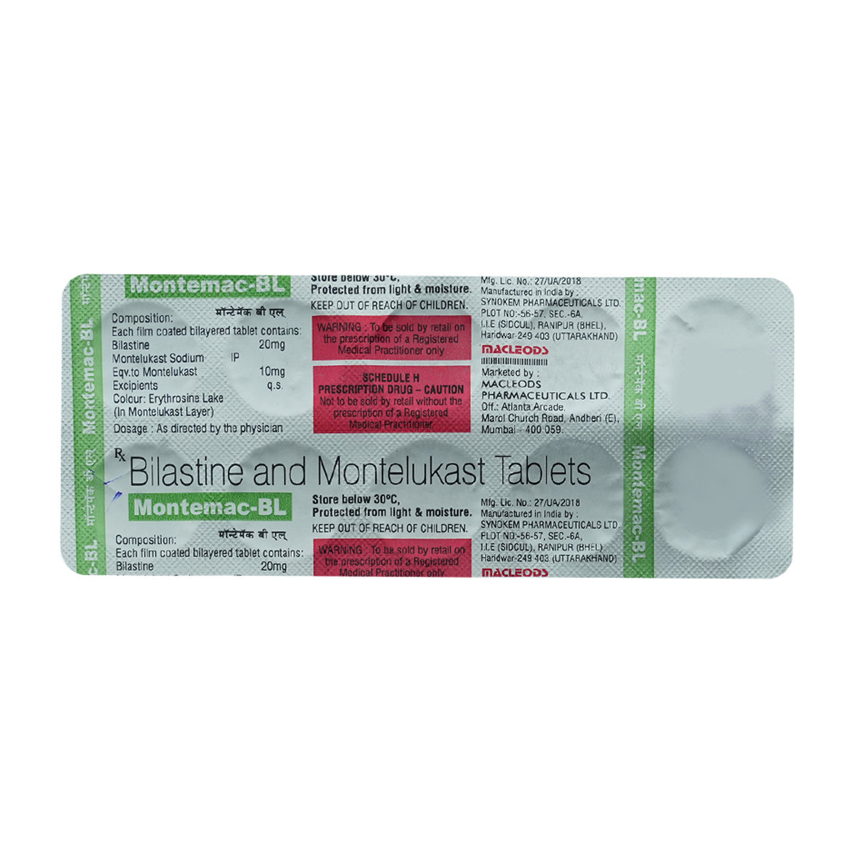 Montemac BL Tablet 10's, Pack of 10 TABLETS Montemac BL Tablet 10's, Pack of 10 TABLETS