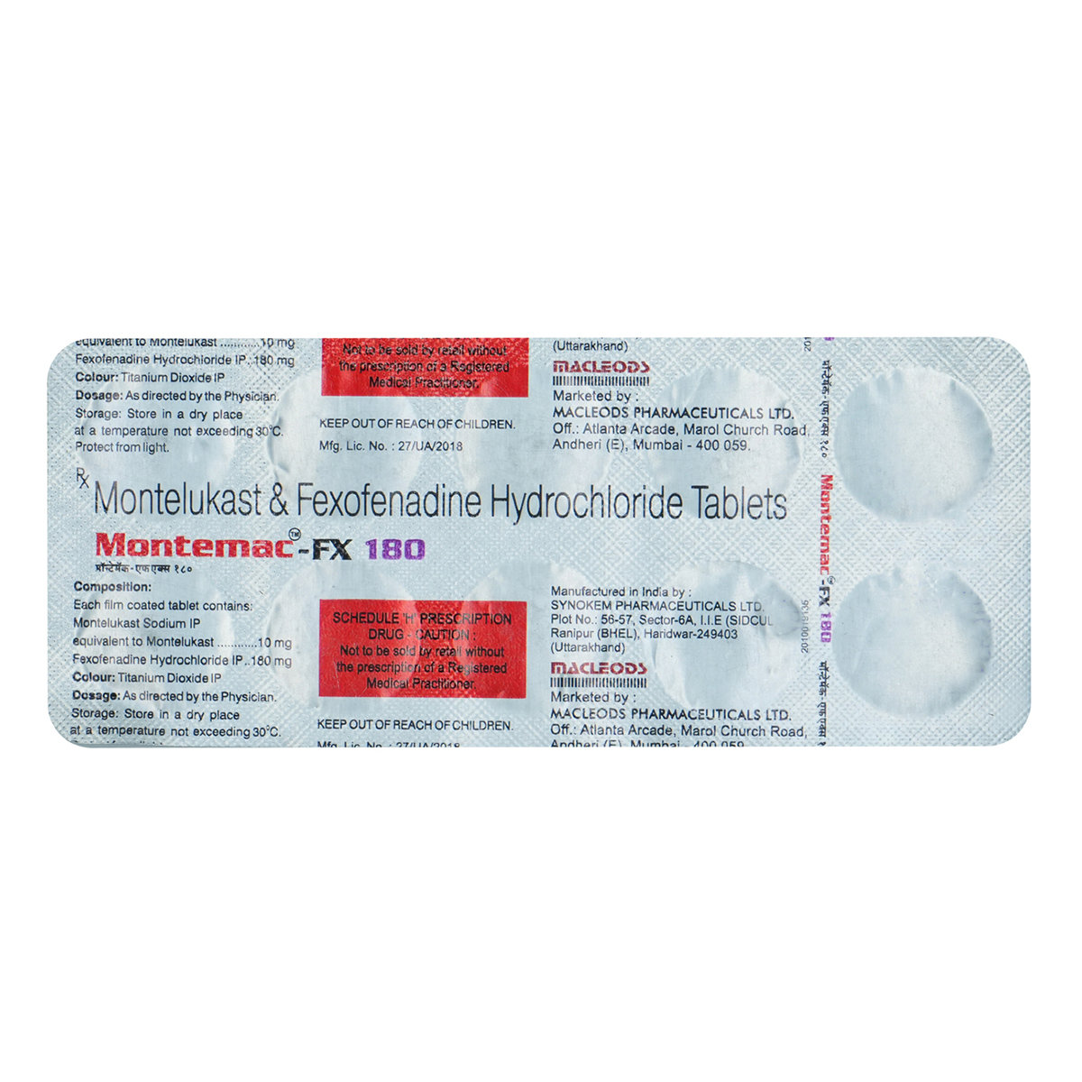 Montemac-FX 180 Tablet 10's, Pack of 10 TabletS Montemac-FX 180 Tablet 10's, Pack of 10 TabletS