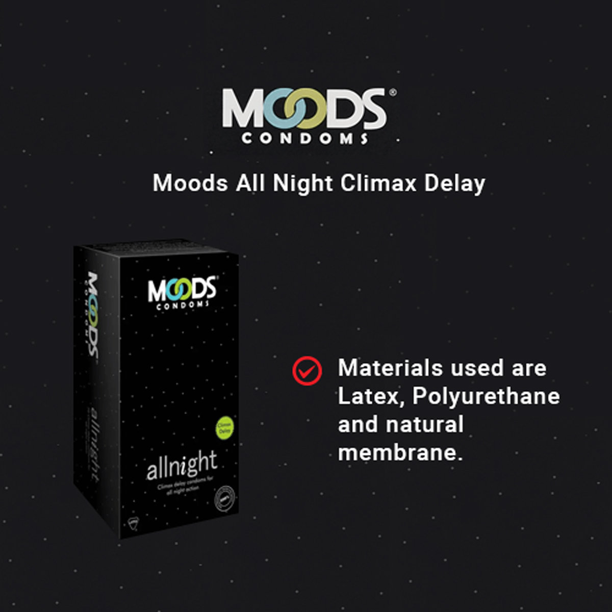 Moods Allnight Climax Delay Condoms, 3 Count, Pack of 1 Moods Allnight Climax Delay Condoms, 3 Count, Pack of 1