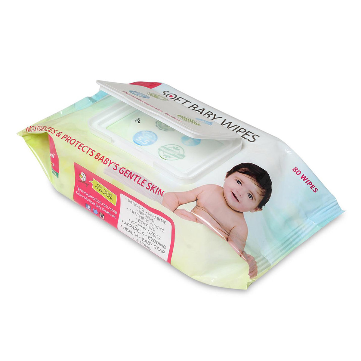 Morisons Soft Baby Wipes, 80 Count, Pack of 1 Morisons Soft Baby Wipes, 80 Count, Pack of 1