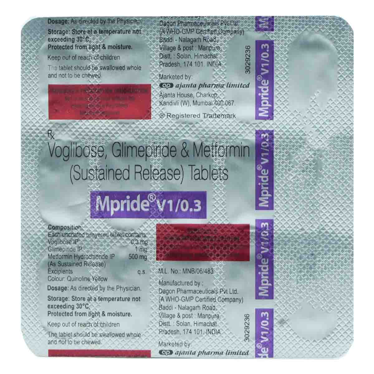 Mpride V 1/0.3 Tablet 15's, Pack of 15 TABLETS Mpride V 1/0.3 Tablet 15's, Pack of 15 TABLETS