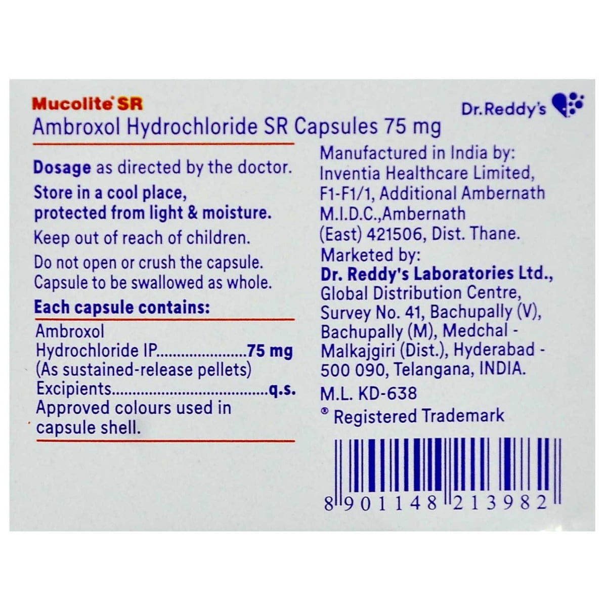 Mucolite SR Capsule 10's, Pack of 10 CAPSULES Mucolite SR Capsule 10's, Pack of 10 CAPSULES
