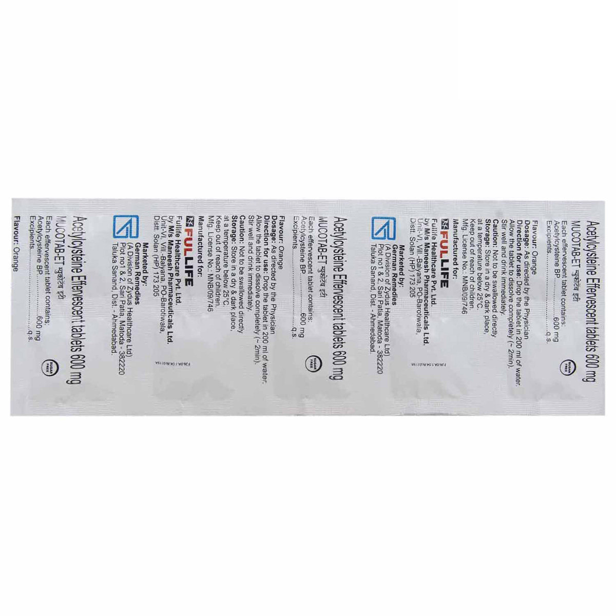 Mucotab ET Tablet 10's, Pack of 10 EFFERVESCENT TABLETS Mucotab ET Tablet 10's, Pack of 10 EFFERVESCENT TABLETS