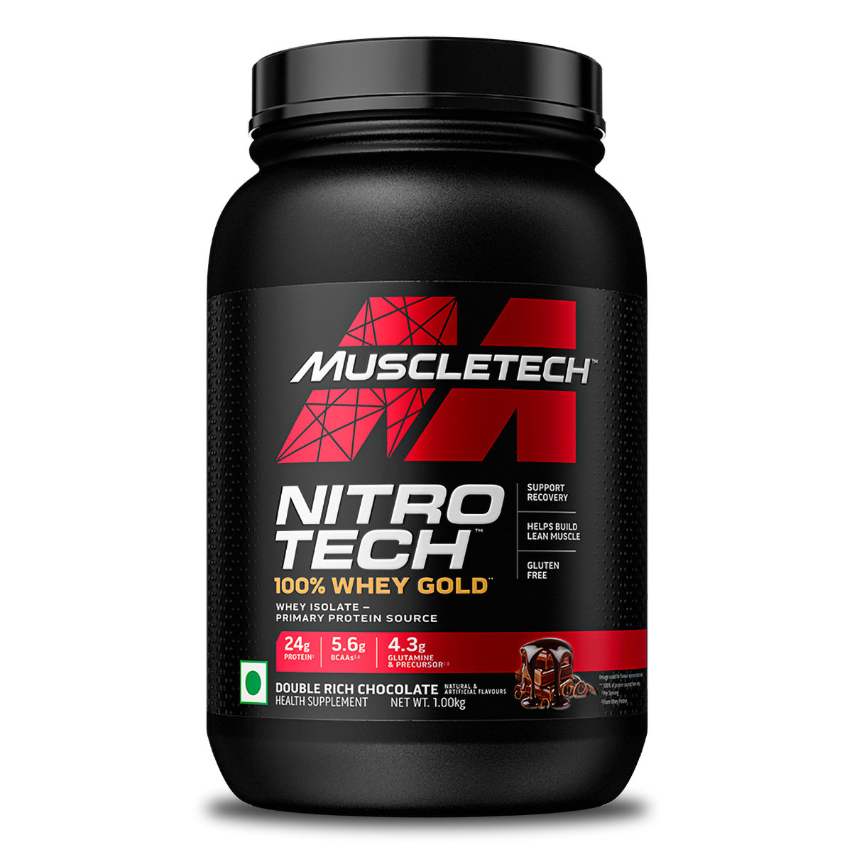 Muscletech Nitrotech 100% Whey Gold Double Rich Chocolate Flavour Powder, 1 kg, Pack of 1 Muscletech Nitrotech 100% Whey Gold Double Rich Chocolate Flavour Powder, 1 kg, Pack of 1