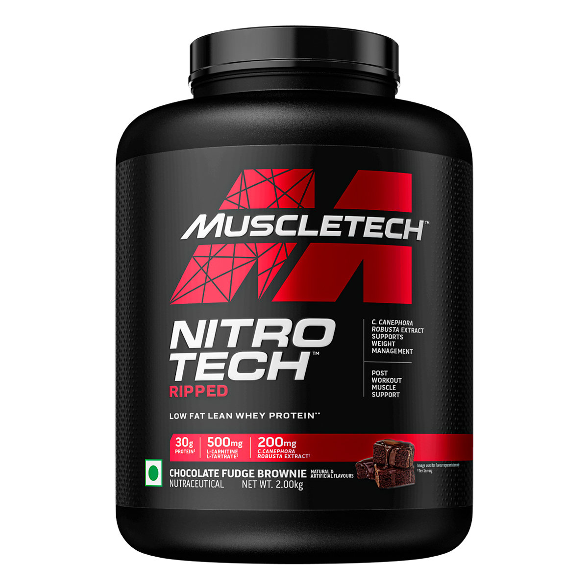 Muscletech Nitrotech Ripped Low Fat Whey Protein Chocolate Fudge Brownie Flavour Powder, 2 kg, Pack of 1 Muscletech Nitrotech Ripped Low Fat Whey Protein Chocolate Fudge Brownie Flavour Powder, 2 kg, Pack of 1