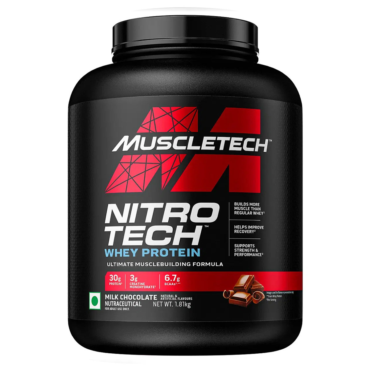 Muscletech Nitrotech Whey Protein Milk Chocolate Flavour Powder, 1.81 kg, Pack of 1 Muscletech Nitrotech Whey Protein Milk Chocolate Flavour Powder, 1.81 kg, Pack of 1
