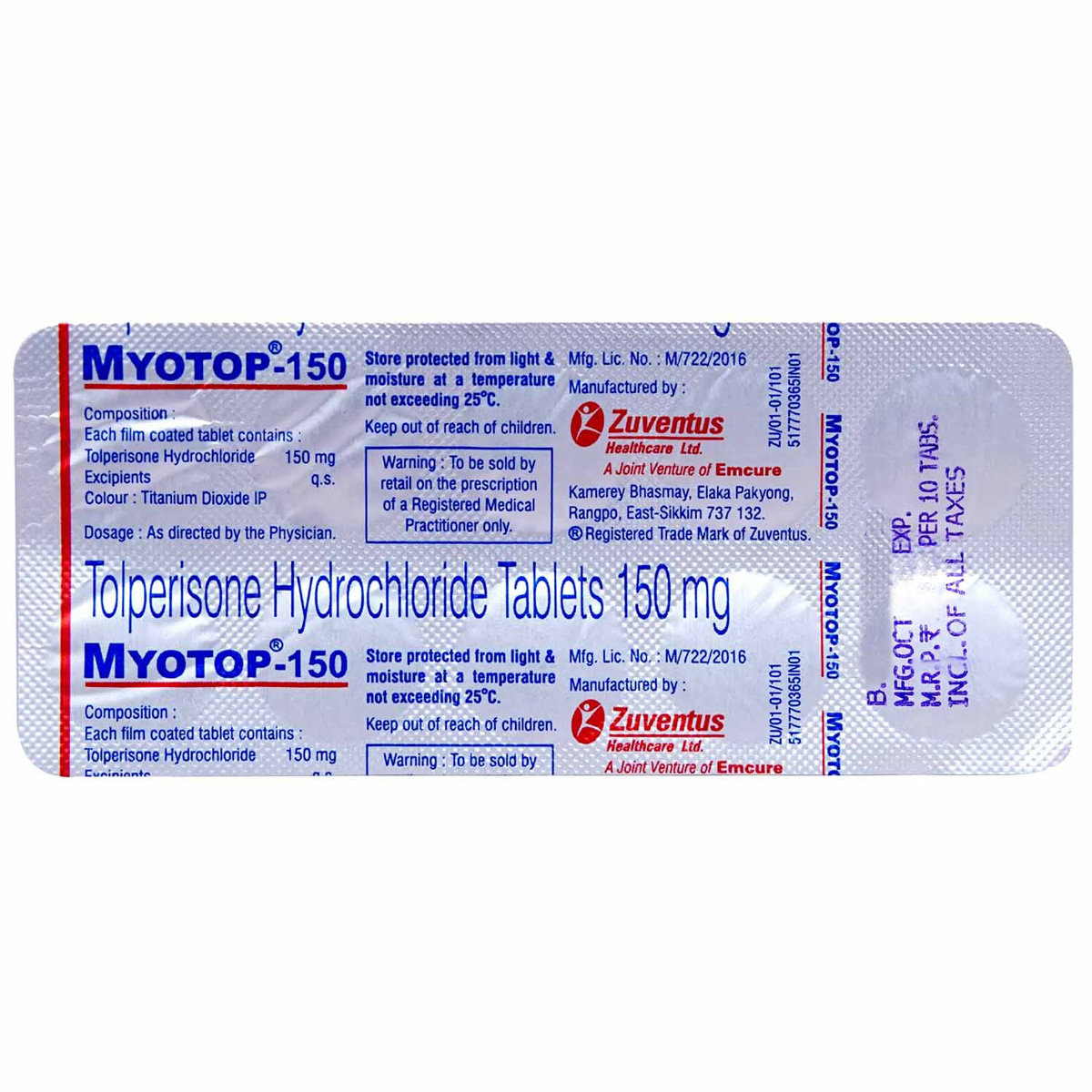 Myotop-150 Tablet 10's, Pack of 10 TABLETS Myotop-150 Tablet 10's, Pack of 10 TABLETS