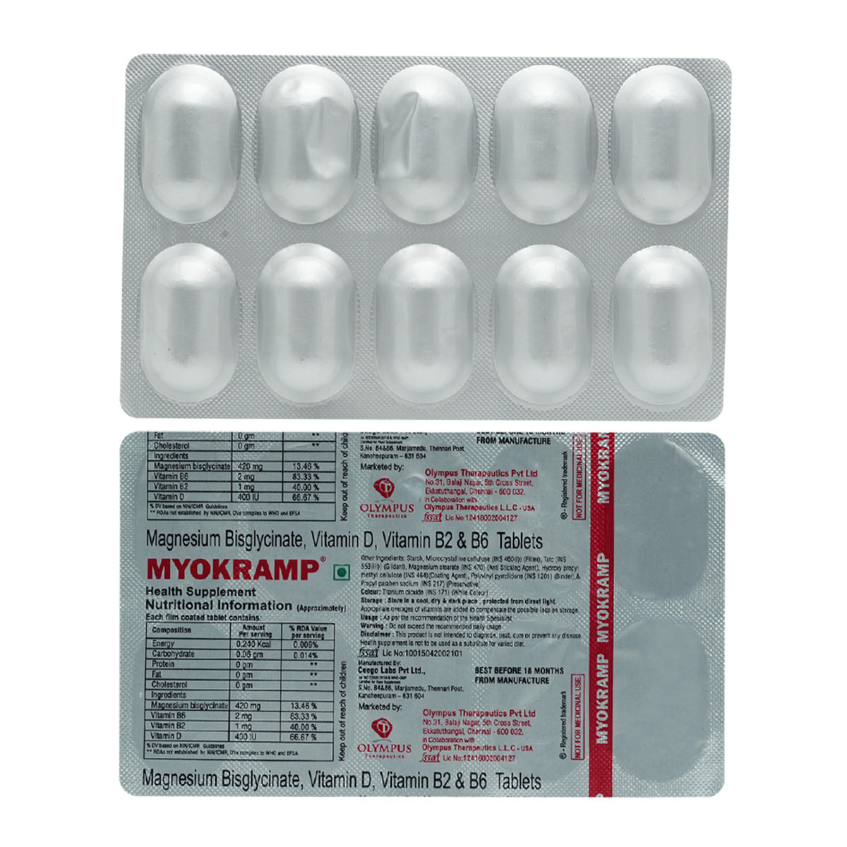 Myokramp Tablet 10's, Pack of 10 Myokramp Tablet 10's, Pack of 10