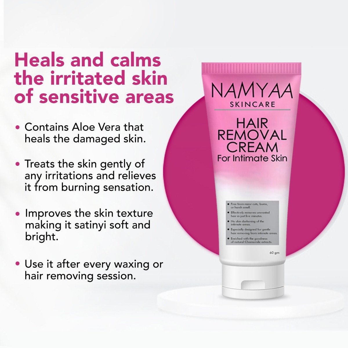Namyaa Hair Removal Cream for Intimate Skin, 60 gm, Pack of 1 Namyaa Hair Removal Cream for Intimate Skin, 60 gm, Pack of 1