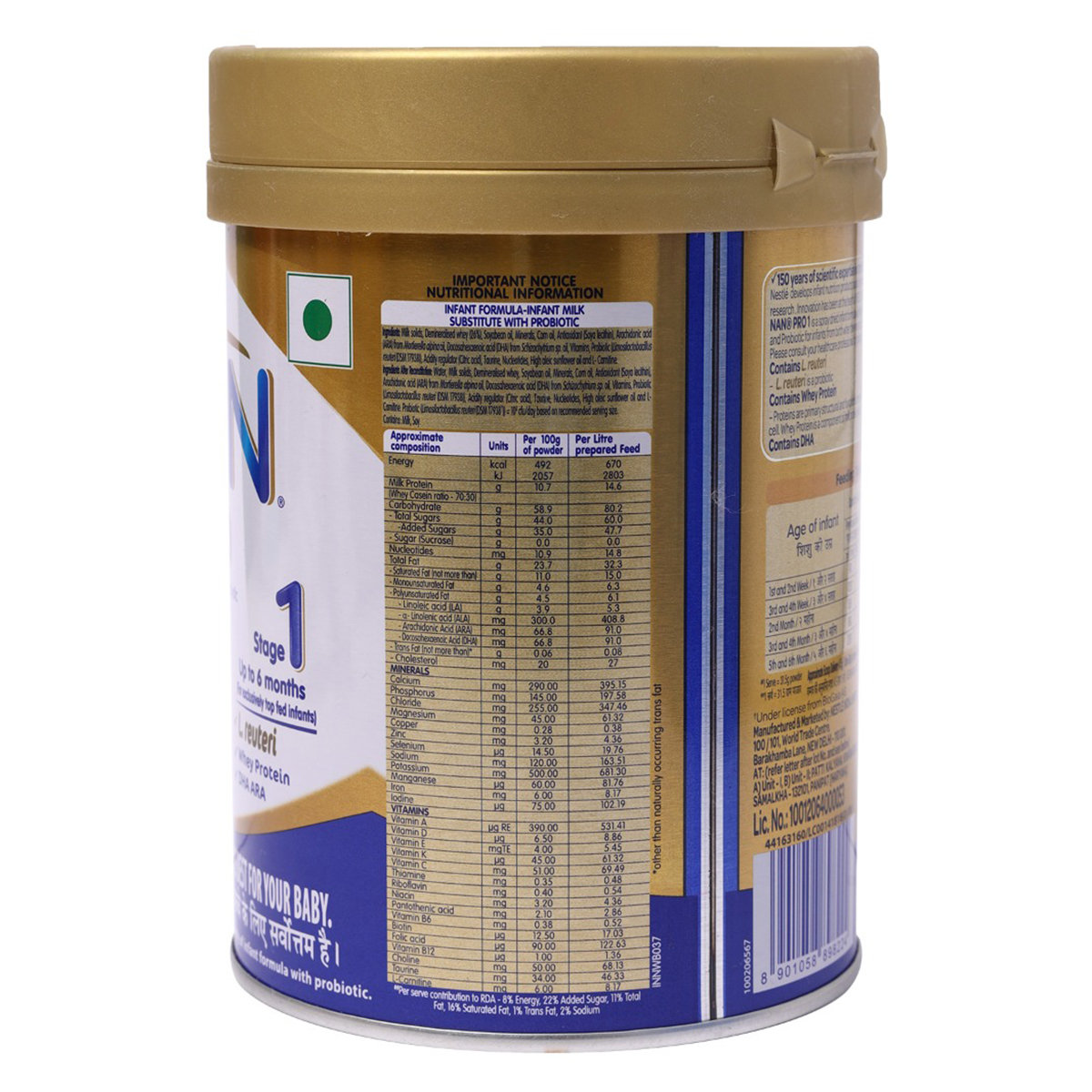 Nestle Nan Pro Infant Formula Stage 1 (Up to 6 months) Powder with Probiotic, 400 gm, Pack of 1 Nestle Nan Pro Infant Formula Stage 1 (Up to 6 months) Powder with Probiotic, 400 gm, Pack of 1