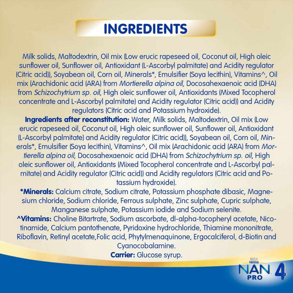 Nestle Nan Pro Follow-Up Formula Stage 4 (After 18 to 24 Months) Powder, 400 gm Refill Pack, Pack of 1 Nestle Nan Pro Follow-Up Formula Stage 4 (After 18 to 24 Months) Powder, 400 gm Refill Pack, Pack of 1