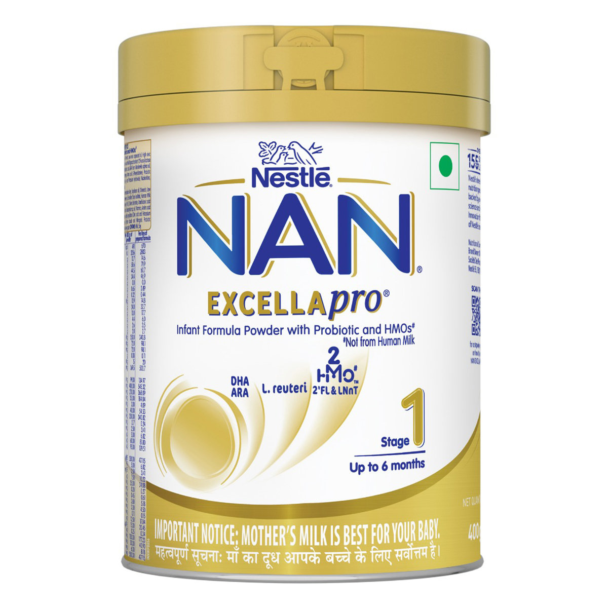 Nestle Nan Excellapro Infant Formula Stage 1 (Upto 6 Months) Powder, 400 gm, Pack of 1 Nestle Nan Excellapro Infant Formula Stage 1 (Upto 6 Months) Powder, 400 gm, Pack of 1