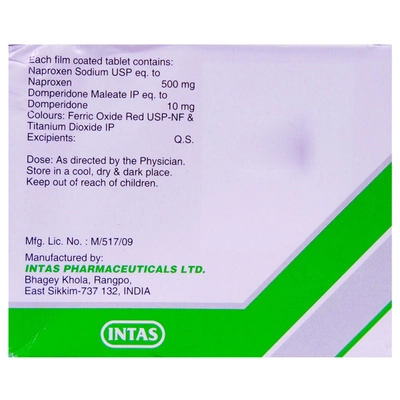 Napra-D 500 Tablet 10's, Pack of 10 TABLETS