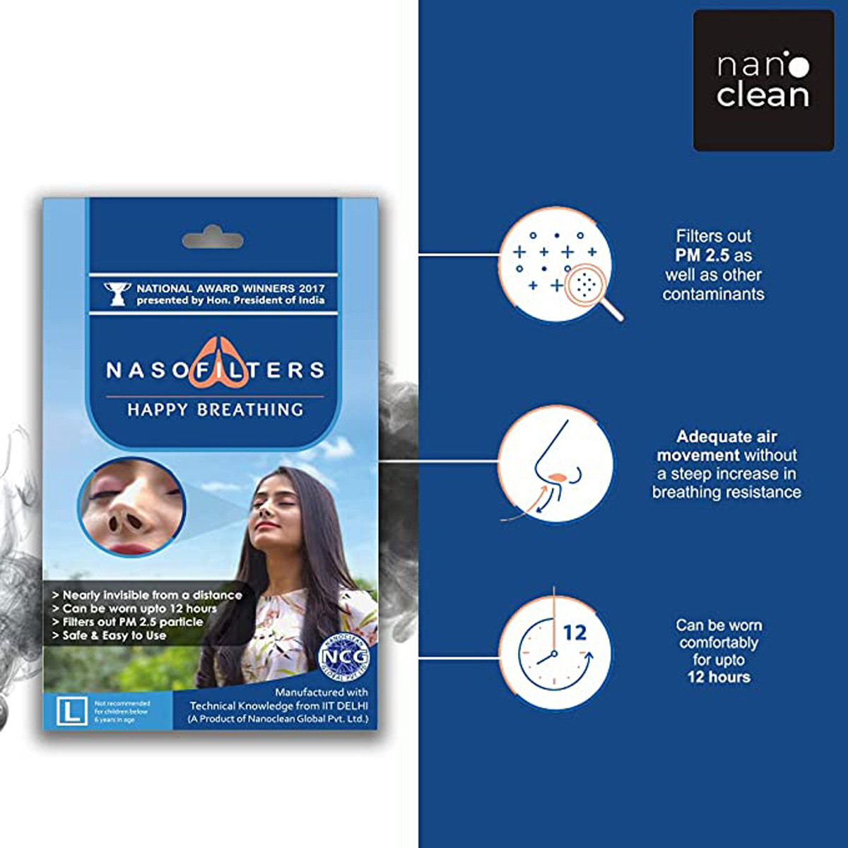 Nanoclean Nasofilters-Medium, 10 Count, Pack of 1 Nanoclean Nasofilters-Medium, 10 Count, Pack of 1