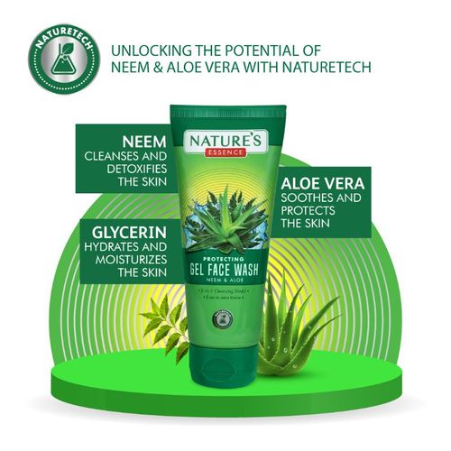 Nature's Essence Protecting Gel Face Wash 65 ml | Neem & Aloe Vera | Cleanses, Hydrates & Moisturises | For All Skin Type, Pack of 1 Nature's Essence Protecting Gel Face Wash 65 ml | Neem & Aloe Vera | Cleanses, Hydrates & Moisturises | For All Skin Type, Pack of 1
