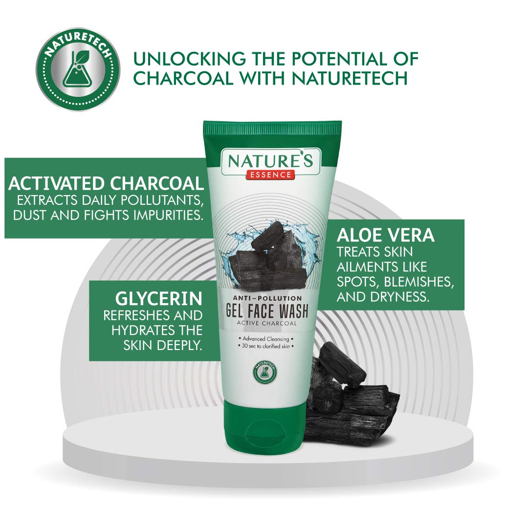 Nature's Essence Anti-Pollution Gel Face Wash 65 ml | With Active Charcoal | Deep Cleansing | Gives Clarifies Skin in 30 Sec | For All Skin Type, Pack of 1 Nature's Essence Anti-Pollution Gel Face Wash 65 ml | With Active Charcoal | Deep Cleansing | Gives Clarifies Skin in 30 Sec | For All Skin Type, Pack of 1