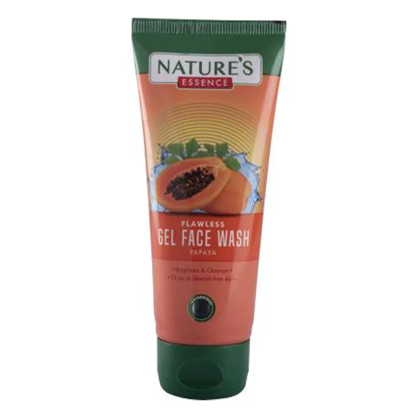 Nature's Essence Flawless Gel Face Wash 100 ml | With Papaya | Reduces Dark Spots, Scars &amp; Discoloration | Brightens Skin | For All Skin Type, Pack of 1