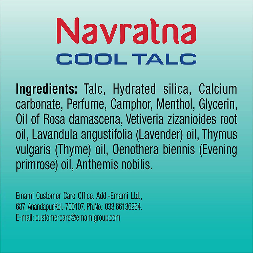 Navratna Cool Active Deo Talc 200 gm | With Mint & Camphor | Relax & Refreshes Body & Mind | Long Lasting Cooling & Fragrance | Prevent Body Odour, Pack of 1 Navratna Cool Active Deo Talc 200 gm | With Mint & Camphor | Relax & Refreshes Body & Mind | Long Lasting Cooling & Fragrance | Prevent Body Odour, Pack of 1
