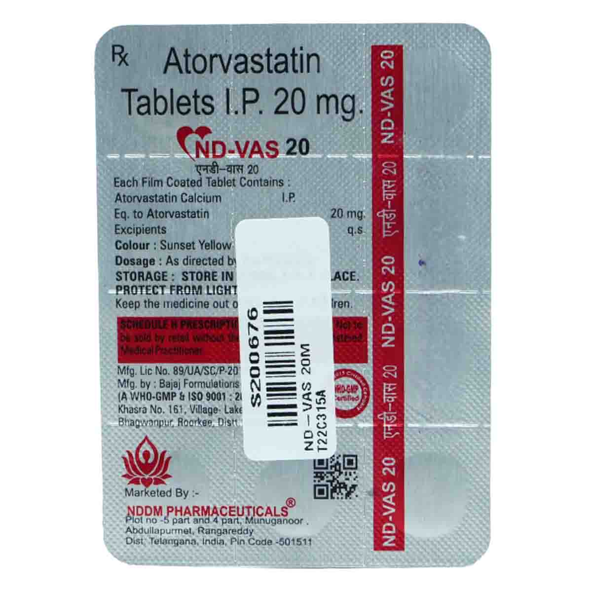 Nd-Vas 20 Tablet 10's, Pack of 10 TabletS Nd-Vas 20 Tablet 10's, Pack of 10 TabletS