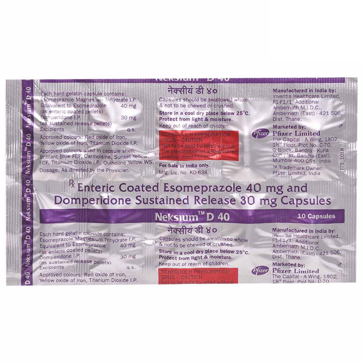 Neksium D 40 mg Capsule 10's, Pack of 10 CapsuleS Neksium D 40 mg Capsule 10's, Pack of 10 CapsuleS